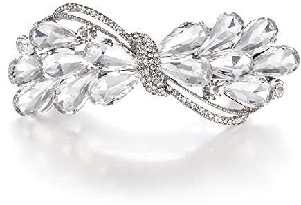 EVER FAITH Haarspange Clip Hochzeit österreichischen Kristall Strass Wassertropfen Bowknot Haarschmuck für Damen Klar Silber-Ton