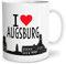 OWLBOOK® I love Augsburg Skyline Tasse mit Spruch Geschenke Geschenkideen als Erinnerung oder Mitbringsel von einer Reise für Männer und Frauen zum Geburtstag Keramik 300 ml