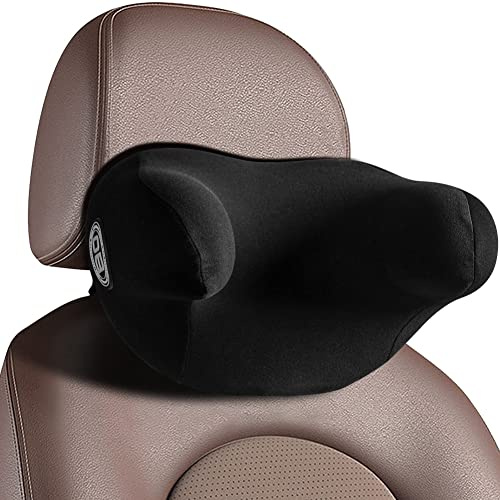 JSCARLIFE Car Neck Pillow,Memory Foam Neck Support Pillow for Neck Pain Relief U-Shaped Ergonomic Design Soft Car Headrest Pillow for Long-term Driving,Sleeping and Resting in Car and Office (Black)