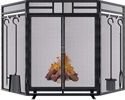 Pantalla de chimenea LYG019N-US, Rejilla Salvachispas Protector Chimenea Leña