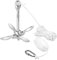 QWORK® kayak anchor 3.3 lb, folding grapnel anchor, include 10M/ 32.8 ft Anchor Tow Rope,a buoy ball and a storage bag, for Fishing Kayaks,Canoe,Jet Ski