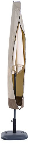 Outsunny Sonnenschirm Schutzhülle bis Ø300 cm Abdeckung Schirmschutzhaube mit Reißverschluss Oxfordstoff Beige + Kaffee Ø50 x 190 cm