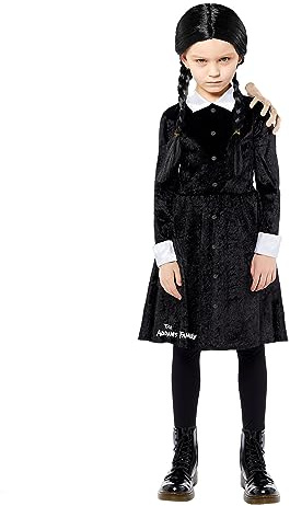 amscan 9917654 - Offizielles Wednesday Addams Halloween-Kostüm für Mädchen, Alter: 12–14 Jahre