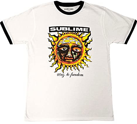 Sublime Ringer T Shirt 40oz to Freedom Band Logo Official Unisex White S