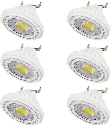 TPMAFF AR111 LED-Leuchtmittel, G53-Reflektor, Flutlicht, 12 Watt, COB, 1200 Lumen (entspricht 100 W Halogen), 120 Grad Abstrahlwinkel, AC/DC, 12 V Niederspannungs-Spotlicht, Nicht dimmbar (6 Stück)