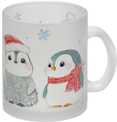 Pinguin Familie in Weihnachtsstimmung Glas Tasse eine bunte Tasse für die Arbeit Glas Tasse Kinder süßer Becher
