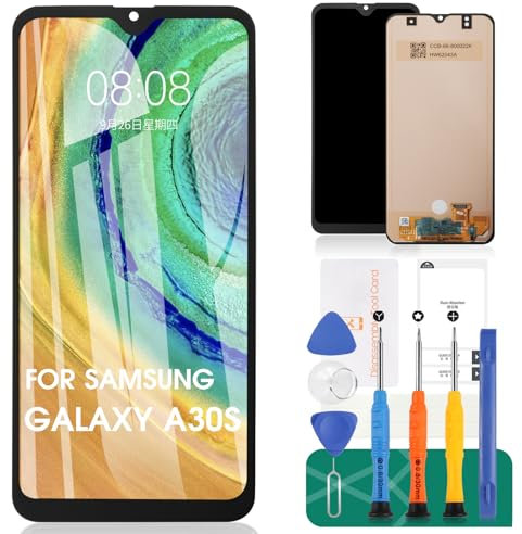 SRJTEK TFT para Samsung Galaxy A30s Pantalla LCD para Samsung A30s Reemplazo de pantalla SM-A307F Kits de digitalizador táctil sin marco (negro, sin reconocimiento de huellas dactilares)