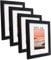 UHOUSEST Bilderrahmen A4 Schwarzer, 21x29,7cm Bilderrahmen mit Passepartout, A4 Rahmen mit Passepartout für Wandmontage vertikal oder horizontal, Schwarzer A4 Bilderrahmen mit Plastikglas(4er-Set)