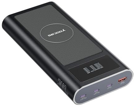 yoocas PD 240W Power Bank-25000mAh Portable Charger with High-Speed Charging -Smart Digital Display 4 Ports USB C/USB A/Wireless Battery Pack for Samsung,iPhone,Pad,Mac Air/pro,HP,DELL,Lenovo,Switch.