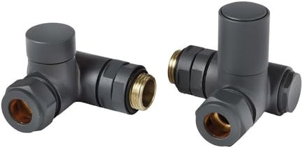 Milano Anthracite Manual Dual Fuel Corner Heated Towel Rail Radiator Valves