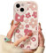 NITITOP Coque pour iPhone 14 Mignonne Motif de Fleur Rose Conception avec Lentille d'amour pour Femme Fille Doux Silicone Antichoc Étui Housse - Fleur Rose