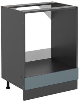Vicco Herdumbauschrank R-Line, Blau-Grau/Anthrazit, 60 cm ohne Arbeitsplatte