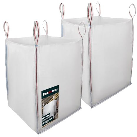 KOTARBAU® Big Bag, 2 sacchi per rifiuti da giardino, 90 x 90 x 120 cm, stabili, aperti, 1000 kg, in polipropilene, per carichi pesanti, da giardino, da giardino, per rifiuti