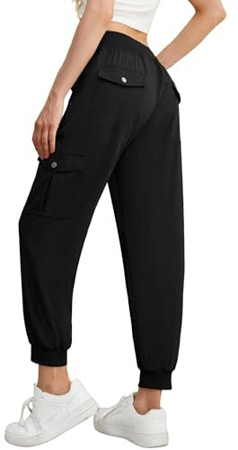 GRECERELLE Pantalones cargo casuales para caminar para mujer, pantalones de senderismo de verano para mujer, con cintura elástica, tobillos con puños y 6 bolsillos, ideales para ropa de calle al aire