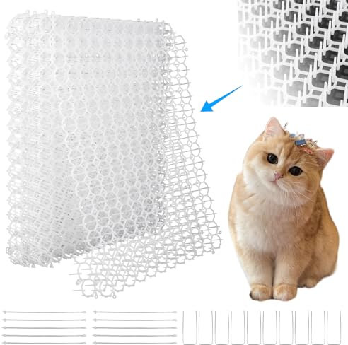 AKOLAFE 5 griglie per spine contro gatti, 30 x 40 cm, per gatti, in plastica, con 10 punte, colore bianco, per cani, gatti, interni ed esterni