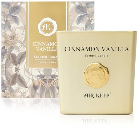 Airkeep Candle Duftkerze Cinnamon Vanilla, 460g Kerze mit langer Brenndauer bis zu 94 Stunden, Geschenke Kerze für Frauen Männer