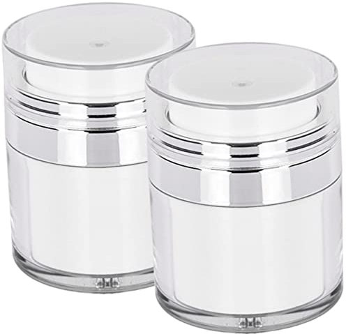 Ipetboom 2pcs Airless Pump Bottles for Moisturizer Vacuum Jar Dispenser Small Cosmetic Storage Containers Push down Pump for Travel Toiletries