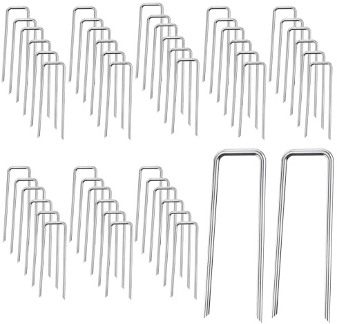 Huamirra Ground Anchor, 50 U-shaped Nails, Stainless Steel Ground Nails for Attaching Artificial Grass, Nets, Fabrics, 3 x 40 x 150 mm