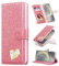 SEHEYA für Samsung Galaxy S23 Klapp-Handy Hülle Rosa PU Leder Glitzer Herz Diamond Design Mädchen Handyhülle Flip Brieftasche Kartenslots Schutzhülle für Galaxy S23