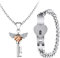 Flongo Collana Bracciale Chiave da Coppia: Set Collana Bracciale con Zircone da Uomo Donna Fidanzati Idee Regalo per lui lei