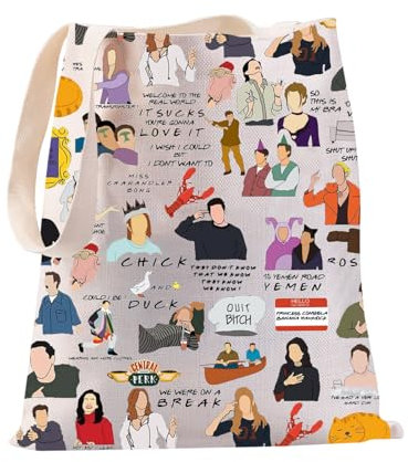 PXTIDY Borsa a tracolla per serie TV Merchandise Friends Citazioni TV Show Personaggi Tote Friends Serie TV, Beige, Medium