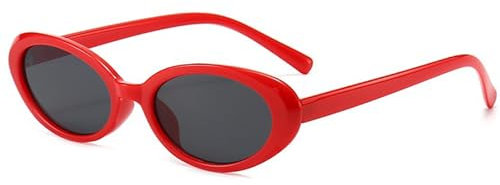 VOLZIOTUS Retro Oval Sunglasses for Women Men Fashion Small Oval Lenses, red, Small