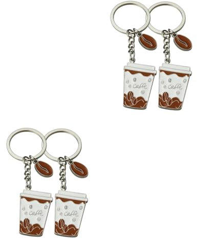 LIFKOME 4pcs Cup Shape Keychain Pendant Keyring for Coffee Lover Quirky Gadget