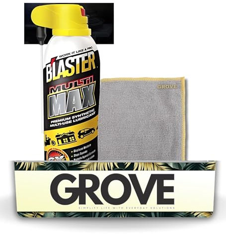 Blaster Multi-Max Lubricant Spray 10 oz Bundle with Microfiber Cloth - Protects Against Corrosion - Stops Squeaks for Hinges, Chains, Lawn Equipment, and Garage Doors - (2 Items)