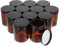 QWORK® Lot de 12 pots en verre ambré de 240 ml avec couvercles noirs, récipients polyvalents de protection UV, pour huiles essentielles et lotions