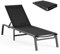 Ciokea Aluminium-Chaiselongue für den Außenbereich, zusammenklappbar und montierbar, mit 5 verstellbaren Rückenlehnen, Terrassen-Lounge-Sessel für den Außenbereich, Pool, Strand, Pool, Schwarz