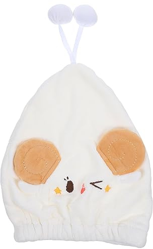 Schnelltrocknendes Haarhandtuch aus Coral Fleece mit Cartoon Motiv | Weiß, für Mädchen und Frauen, Alltag zu Hause und Hotel, Weich und Sanft