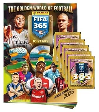 Panini Fussball 365 Sticker 2025 / 1x Sammelalbum + 5x Stickertüten (Sammelalbum Deutsche Version)