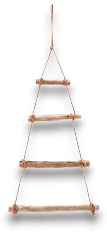 Albero di Natale in legno fatto a mano, altezza 90 cm, artigianale, da appendere, decorativo, Scaletta natalizia con pannelli in legno collegati con corda iuta spessa 6 mm 40x90cm Shabby Chic