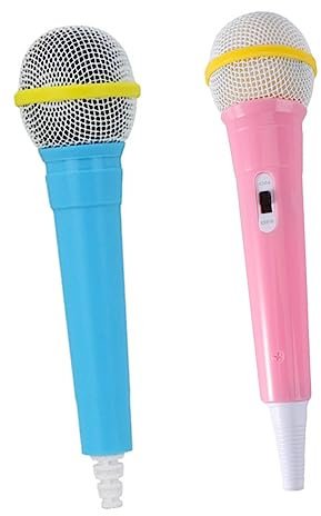 WESIEVYA 2pièces Microphone Jouet Simulé pour Jeu De Rôle Micro Cosplay Rose Et Bleu Accessoire Scène Et Costume Cadeau Anniversaire Garçon Fille