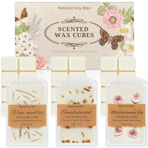 LA BELLEFÉE Duftwachs für Duftlampe, Sandelholz, Kiefernnadeln, Mittelmeer-Feige Düfte, Natürliche Öle, Sojawachs Duftwachswürfel, Wax Melts für Raumduft, Kerzen Wärmer, Geschenk für Weihnachte