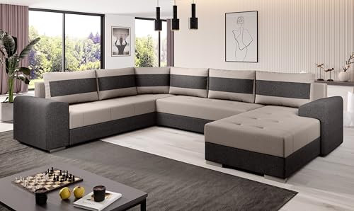 Generisch Chief U Sofa Couch Garnitur Sofagarnitur mit Schlaffunktion Wohnlandschaft