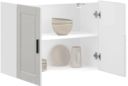WIFESE Hängeschrank mit Tür Sideboard Küche Organizer Geräumiger Küchenschrank mit Viel Stauraum Aufbewahrungsschrank Wandschrank Hochglanz-Weiß 80x31x60 cm Holzwerkstoff