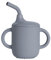 HTRTRR Gobelet en silicone pour enfant, avec paille en silicone, 180 ml, gobelet d'entraînement pour enfants, avec 2 poignées, pour l'entraînement d'auto-alimentation, anti-fuite, passe au