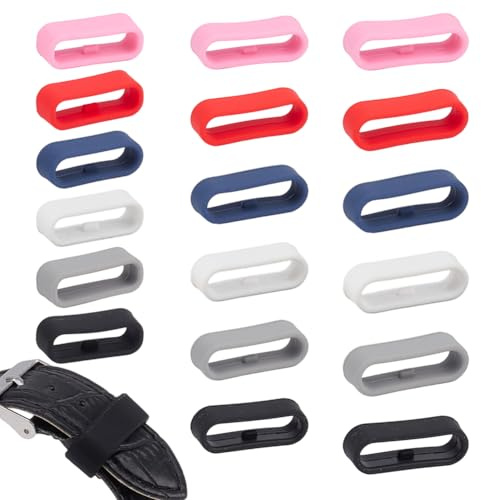 DELORIGIN 18 pièce de Boucle de Bracelet de Montre en Silicone Anneau de Fixation de Remplacement pour Bracelet de Montre (22mm /24mm /26mm)