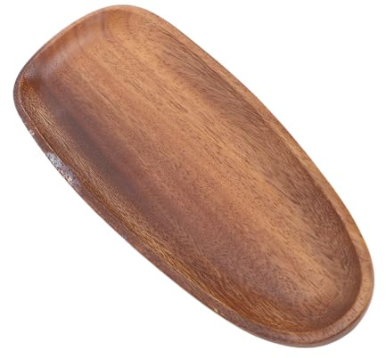 Wood Irregular Dinner Plates, Oval Solid Wood Vintage Tray Bread Plate Fruit Platter for Appetizer, Snack, Sushi, Fruit (Type 1)