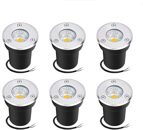 QICBYING Lot De 6 Projecteur LED À Faisceau Lumineux - Spot LED Enterré, Spot Encastrable LED Exterieur Étanche IP65, Éclairage De Jardin COB AC85-265 V, Éclairage De Paysage(Blu,30W)