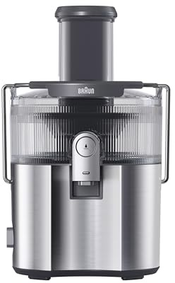 Braun MultiJuice 7 - Cold Press Juicer 1000W 800ml Jug Grey | Electric Juicer, ColdXtract Technology, 75mm Feed Chute, 2 Speeds, 2L Pulp Container, Anti-Drip System, SJ7000