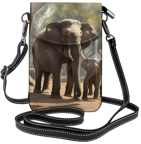 Ouyniei Kleine Handy-Umhängetasche, Kleingeldtasche, Kleingeldtasche, mehrere Taschen, Handtasche mit Elefanten-Motiv