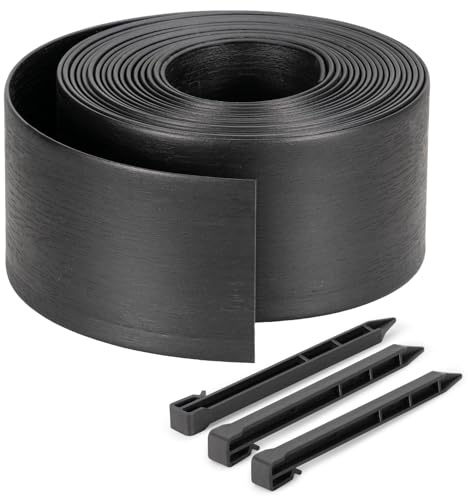 Velway Bordure de Jardin en Plastique Flexible 10 mètres, Hauteur 13cm