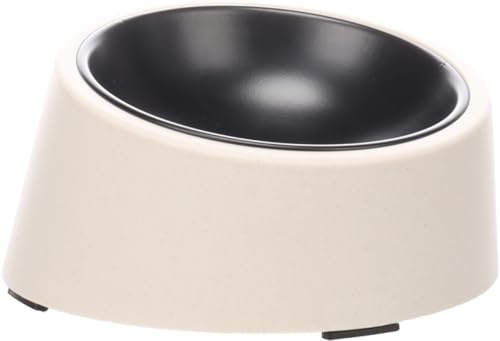hundenapf - Kana beige schwarzer Futternapf - mit Bambushalter und Antirutschfüßen - 130ml