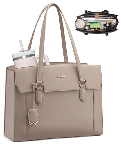 LOVEVOOK Laptop Handtasche Damen Groß 15,6 Zoll Arbeitstasche Elegant Leder Shopper Tote Bag Women Lehrertasche Aktentasche Tragetasche Einkaufstasche mit Reißverschluss für Work Büro Business Schule