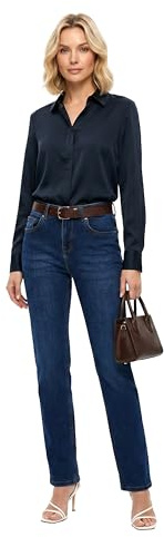 ESRA Stretch Damen Jeans Hose High Waist Jeans Damen Straight Leg Hose bis Übergröße G300