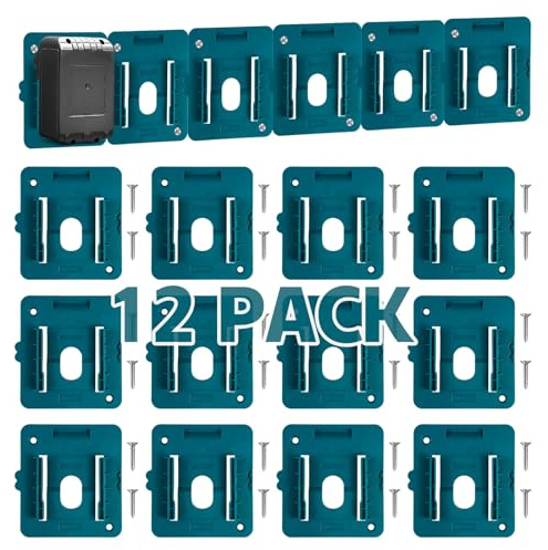 12 Stücke Akku Halterung Für Makita 18V Akku, Akkuhalter Wandhalterung Geeignet für BL1860 BL1850 BL1840 BL1830 (mit 24 Schrauben, Keine Batterie)