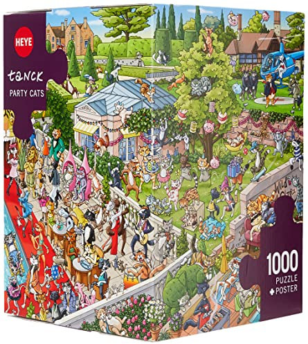 Heye Puzzle 29838 Party Cats Triangular 1000 Teile, Birgit Tanck, White