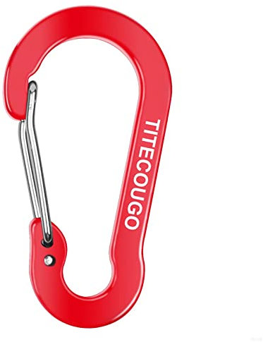 Carabiner Keychain,Aluminum D-ring Locking Carabine D-Shape Lock Snap Backpack Water Bottle Keychain Climbing Gear Accessories EDC Camping Tent Multi Function Tool Multiple Colors Red 10 Pack